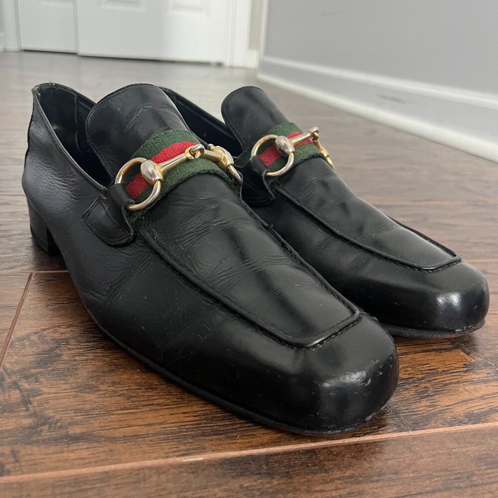 Vintage Gucci Leather Horsebit Shoes Size 10.5 D Width 1970s 1980s